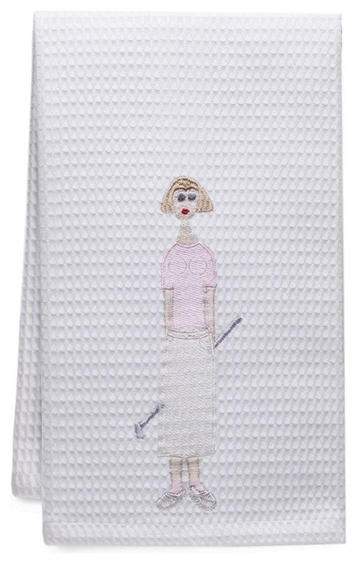 Waffle Weave Guest Towel, Hemmed Edge, Golf Lady