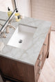 Addison 30" Single Vanity Cabinet, Mid-Century Acacia, Victorian Silver, Three-Hole