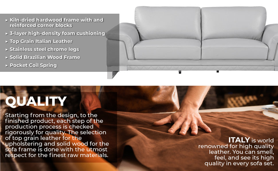 Naples Contemporary Genuine Italian Leather Sofa Camel