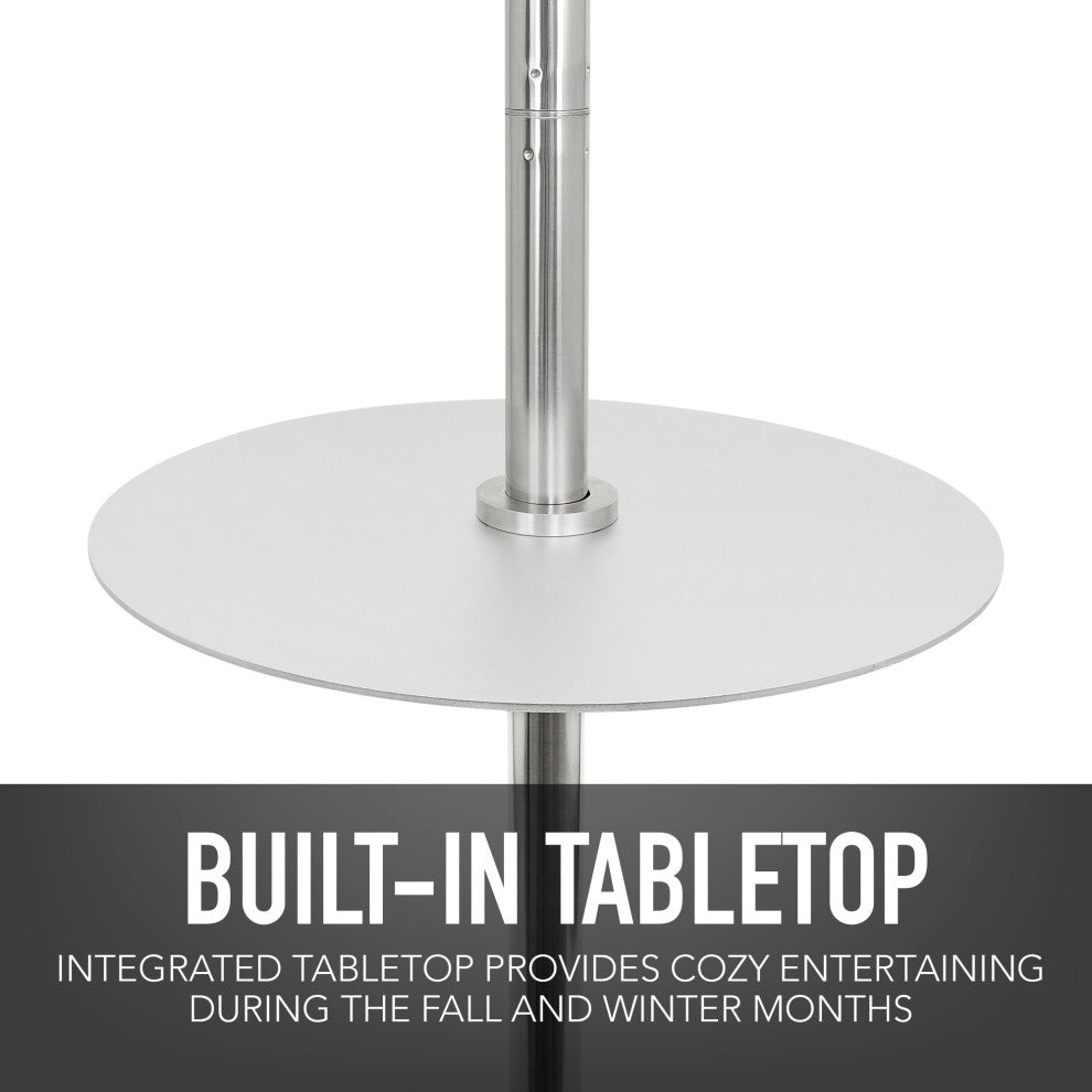 Permasteel 1500W Electric Infrared Stainless Steel Patio Heater with Table