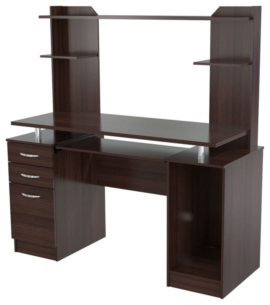 Espresso Finish Wood Computer Desk with Hutch