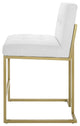 Counter Stool Chair, Set of 2, Fabric, Metal, Gold White, Modern, Bar Pub Bistro