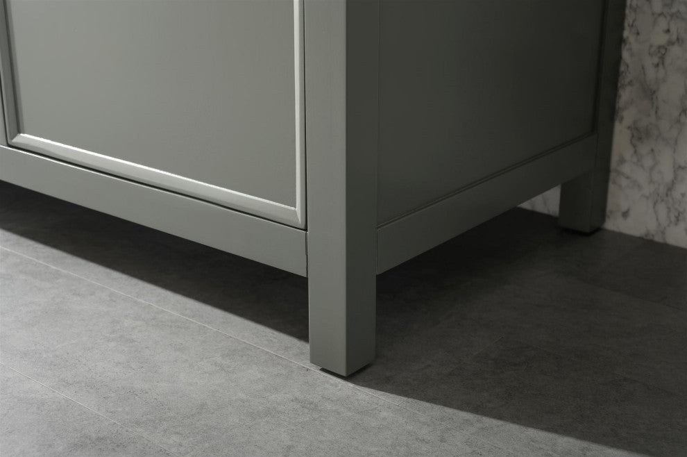 60" Double Sink Vanity Cabinet, Carrara White Top, Pewter Green