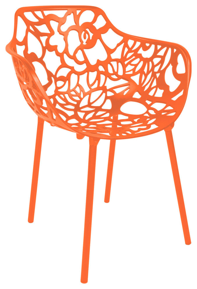 Leisuremod Modern Devon Aluminum Chair With Arm, Orange
