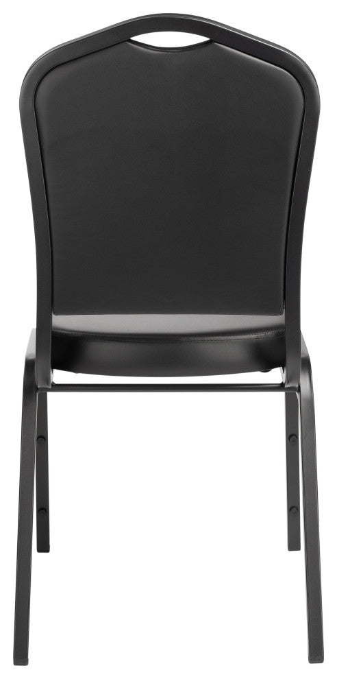 NPS 9300 Deluxe Vinyl Stack Chair, Panther Black Seat/Black Frame