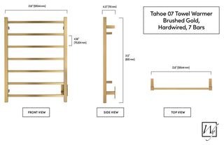 Tahoe 7 Towel Warmer Hardwired, Gold