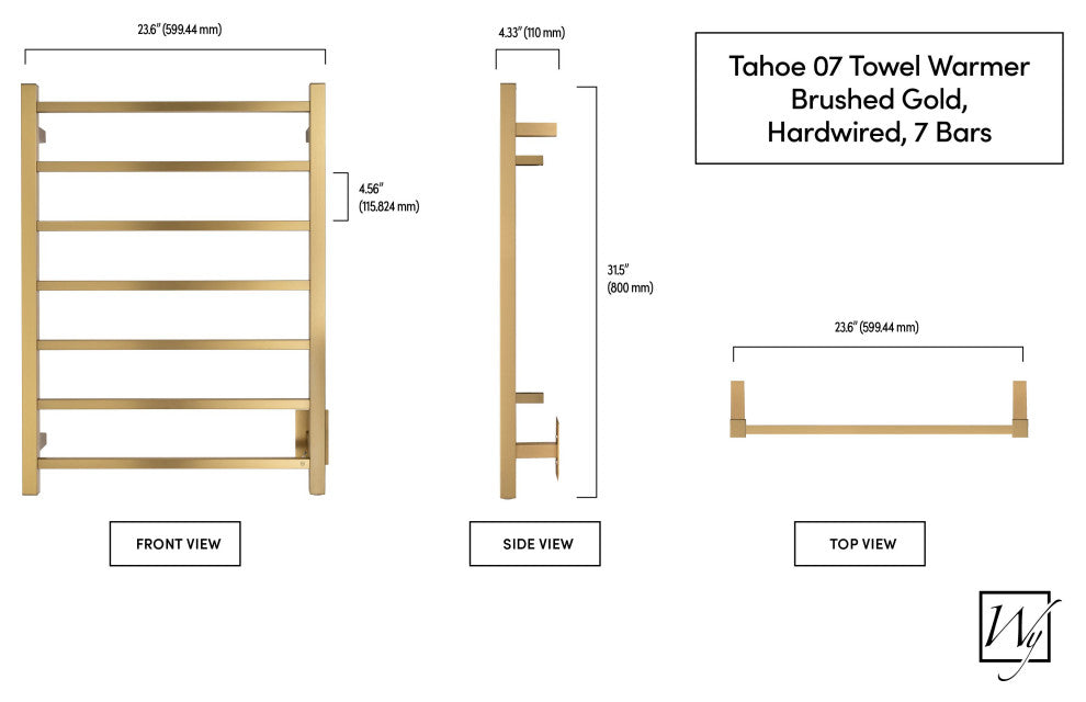 Tahoe 7 Towel Warmer Hardwired, Gold