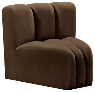 Arc Upholstered Modular Component, Brown, 1-Piece: Curved Corner, Velvet