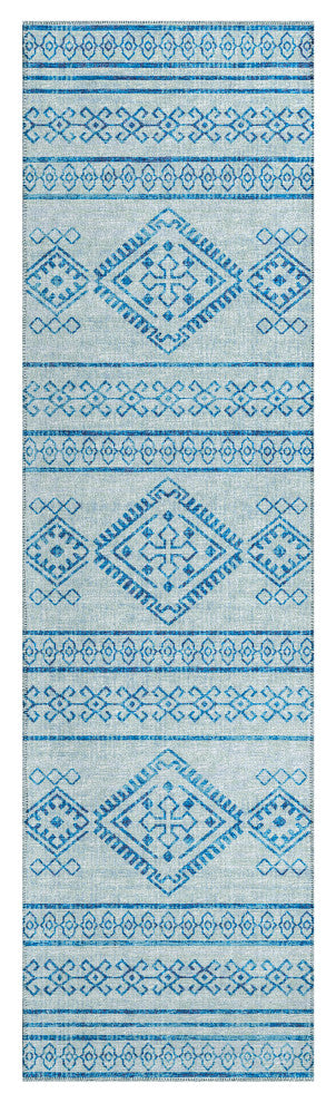 Indoor/Outdoor Sedona SN14 Sky Machine Washable 2'3" x 7'6" Runner Rug