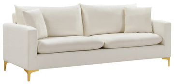 Naomi Velvet Upholstered Sofa, Cream
