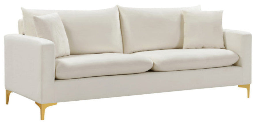 Naomi Velvet Upholstered Sofa, Cream
