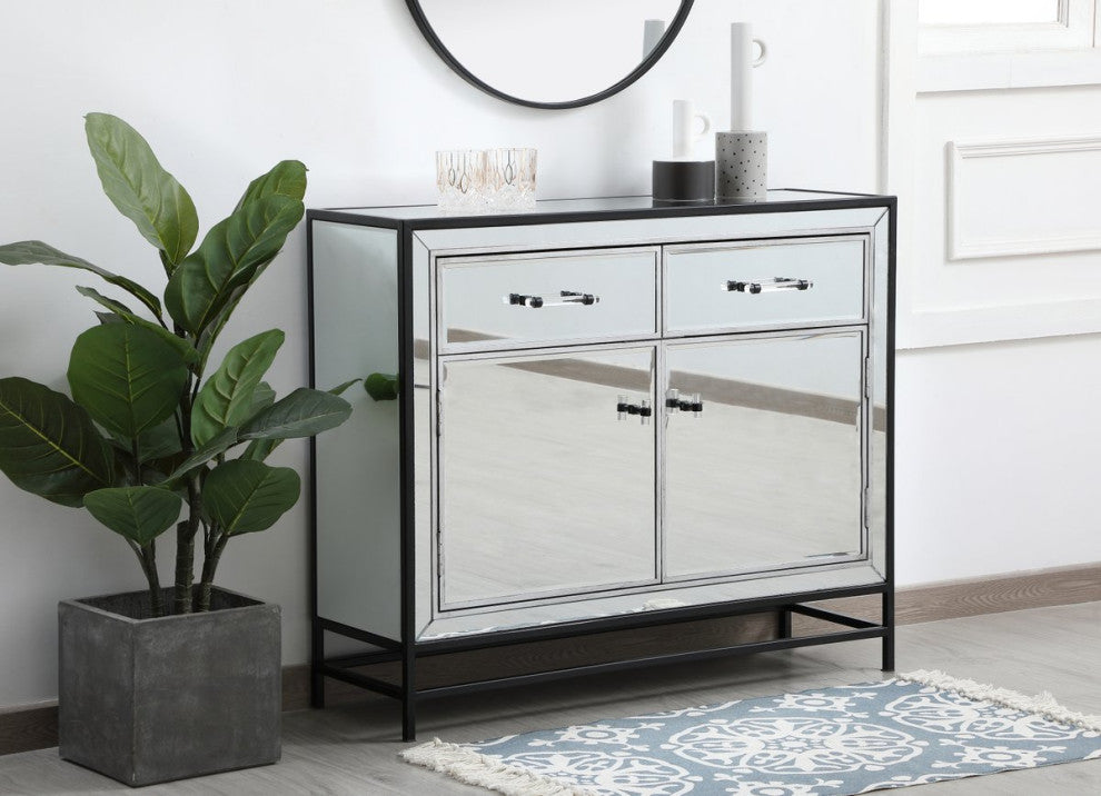 Jesse 38" Mirrored Cabinet, Black