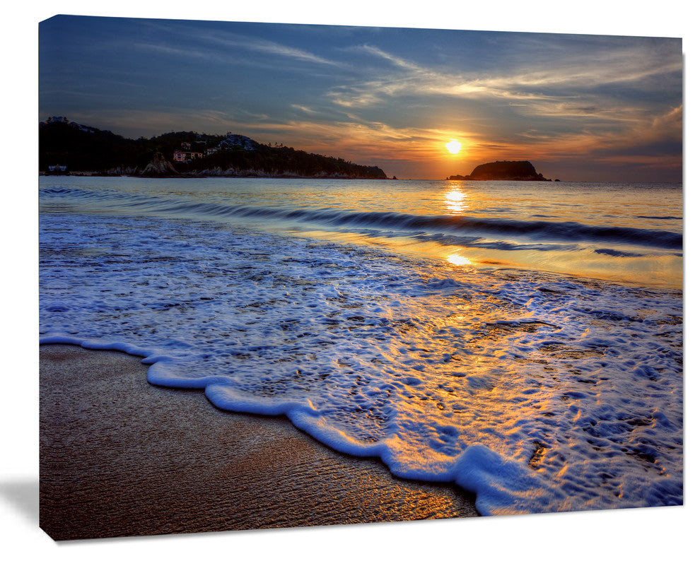Calm Seashore with Blue Waves, Seashore Canvas Art Print, 60"x28"