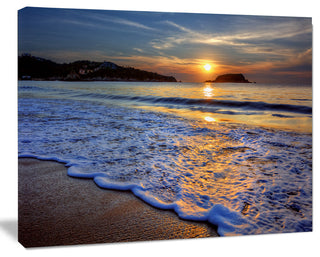 Calm Seashore with Blue Waves, Seashore Canvas Art Print, 60"x28"