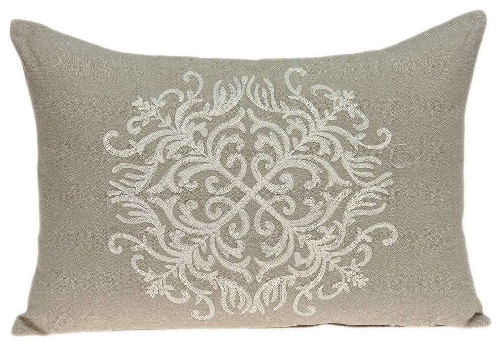 20" X 6" X 14" Traditional Beige Pillow With Poly Insert