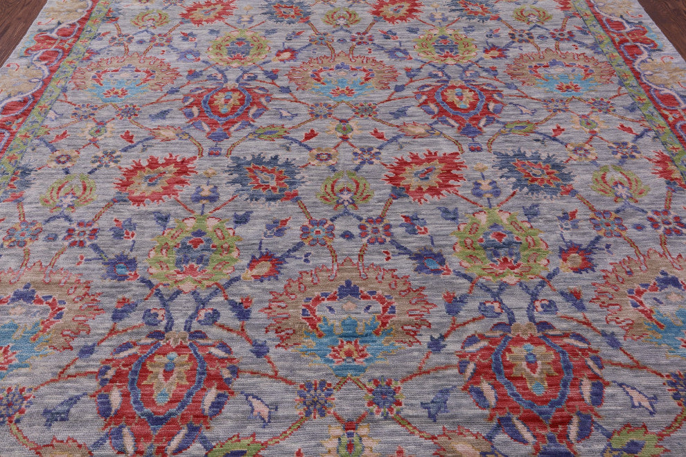 10' Square Hand-Knotted William Morris Wool Rug - Q15605