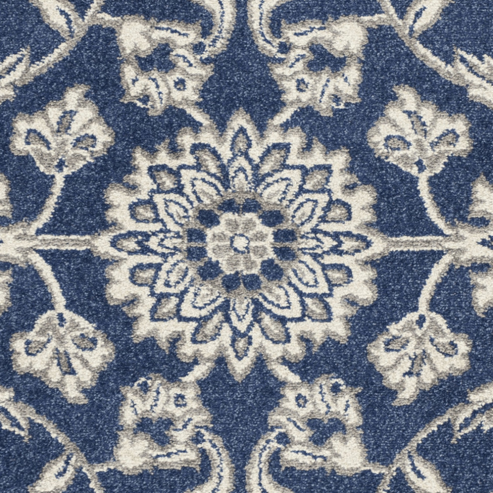 3' X 5' Blue and Ivory Area Rug