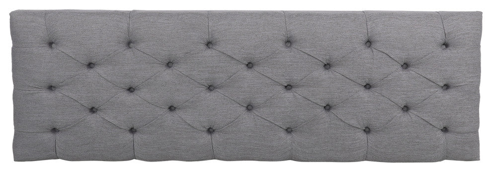 Pelon Contemporary Button Tufted Bench With Shelf, Gray/Dark Walnut