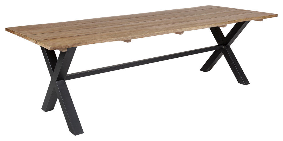 Glendora Island Outdoor Live Edge Dining Set Wood Silver Rope, 7-Piece Set