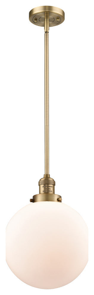 X-Large Beacon 1-Light Mini Pendant, Brushed Brass, Matte White