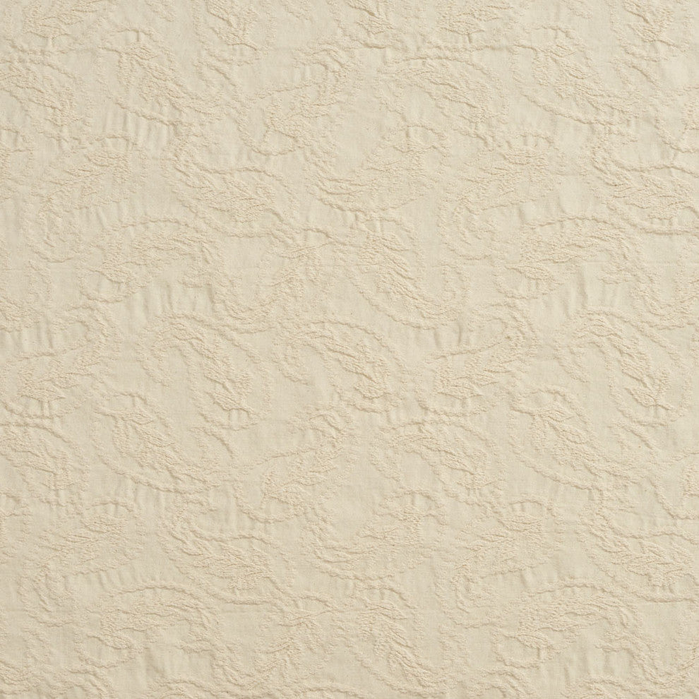Off White Natural Textured Woven Paisleys Upholstery Fabric By The Yard