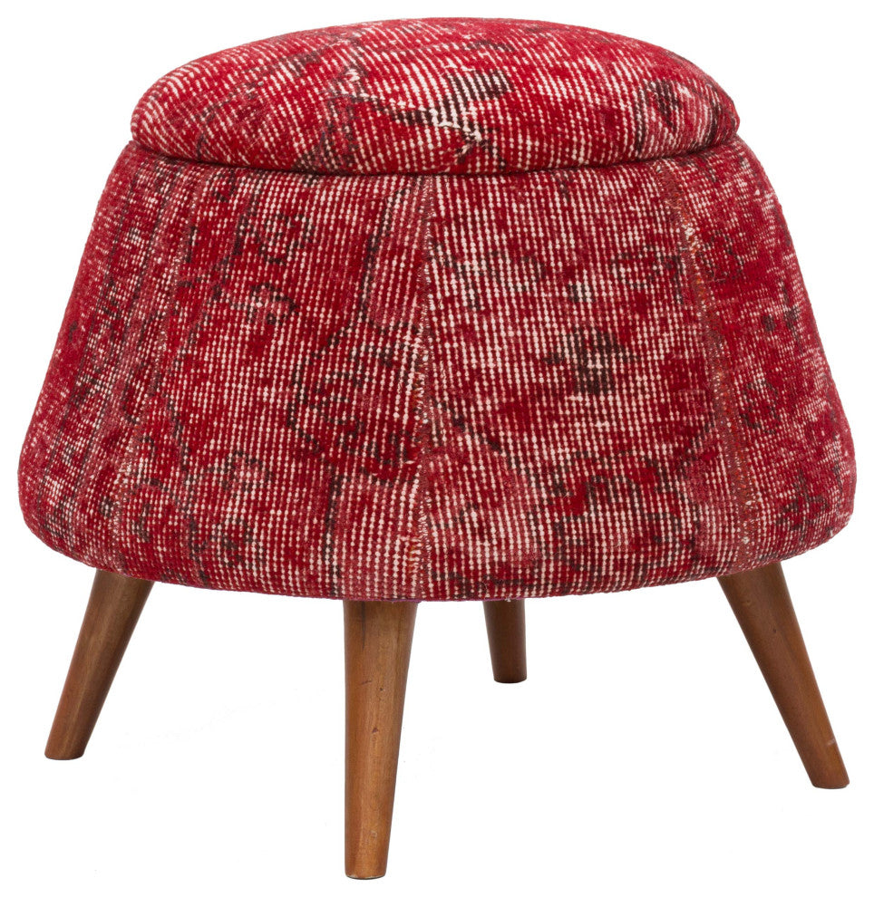 Vintage Rug Upholstered  Stool