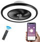 22" Modern Black and White Invisible Blade Ceiling Fan and Light