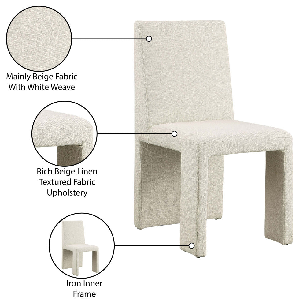 Benson Upholstered Dining Chair, Beige, Linen Texured Fabric