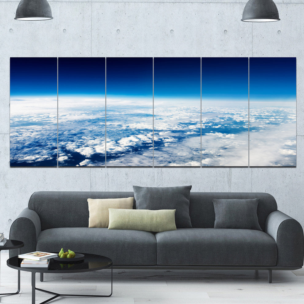 Stunning View from Airplane, Landscape Canvas Art Print, 70"x28", 6 Panels