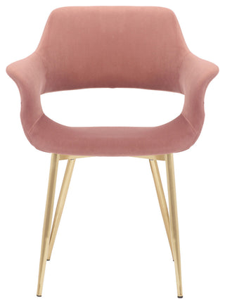 Gigi Pink Velvet Dining Room Chair with Gold Metal Legs - Set of 2