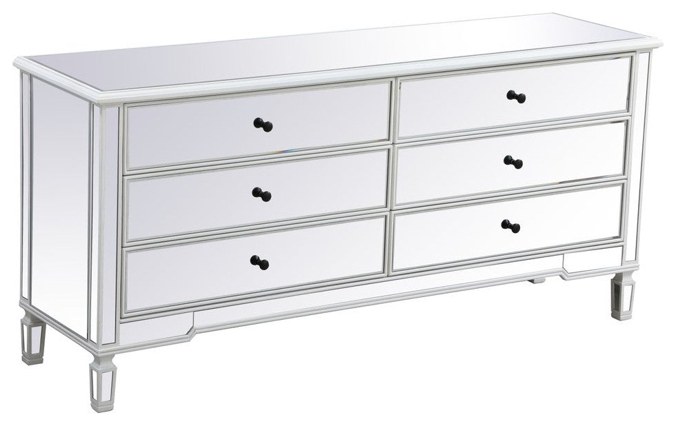 Calum 72" Mirrored Chest, Antique White