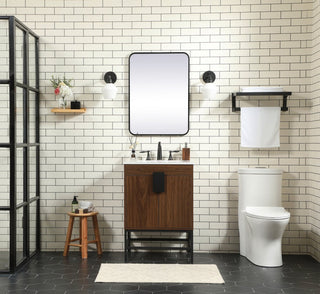 Home Living 19" Modern Walnut-Light Bathroom Vanity