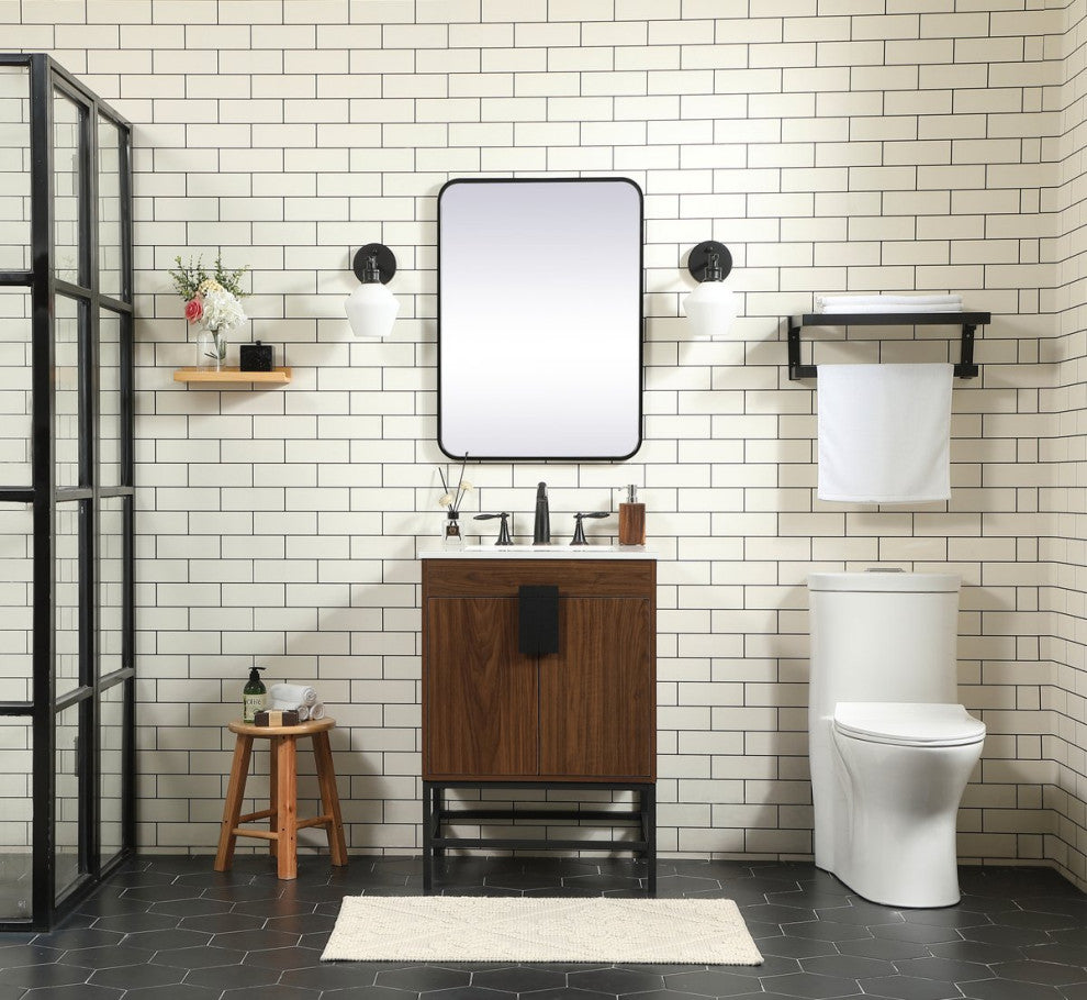 Home Living 19" Modern Walnut-Light Bathroom Vanity