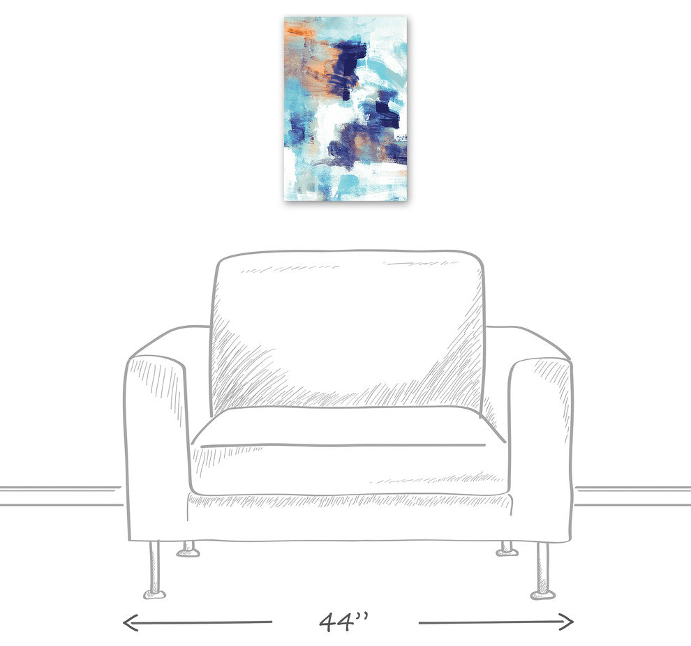Blue and Orange Brush Strokes 12x18 Canvas Wall Art