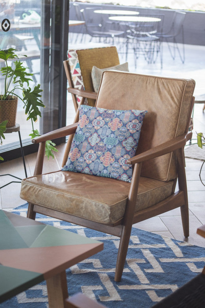 26 Turquoise Red Trellis Indoor Outdoor Zippered Throw Pillow
