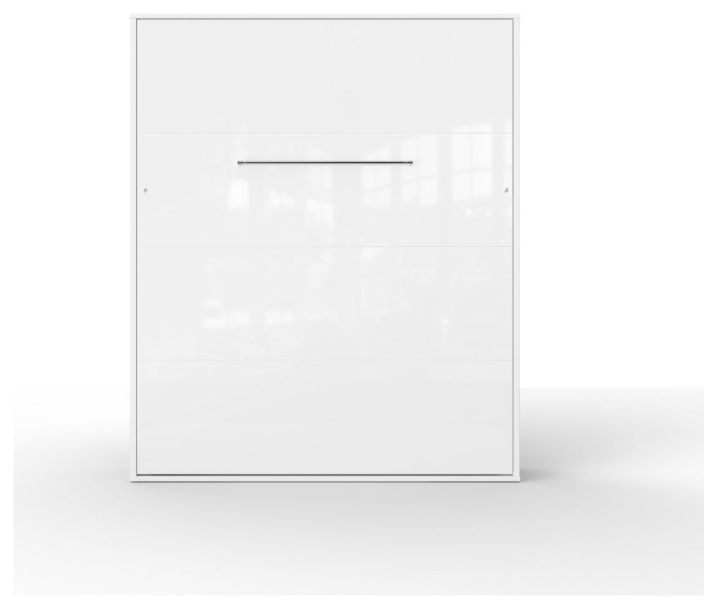 CONTEMPO Vertical Wall bed with LED, European Queen size 63x78.7 inch, White Mat