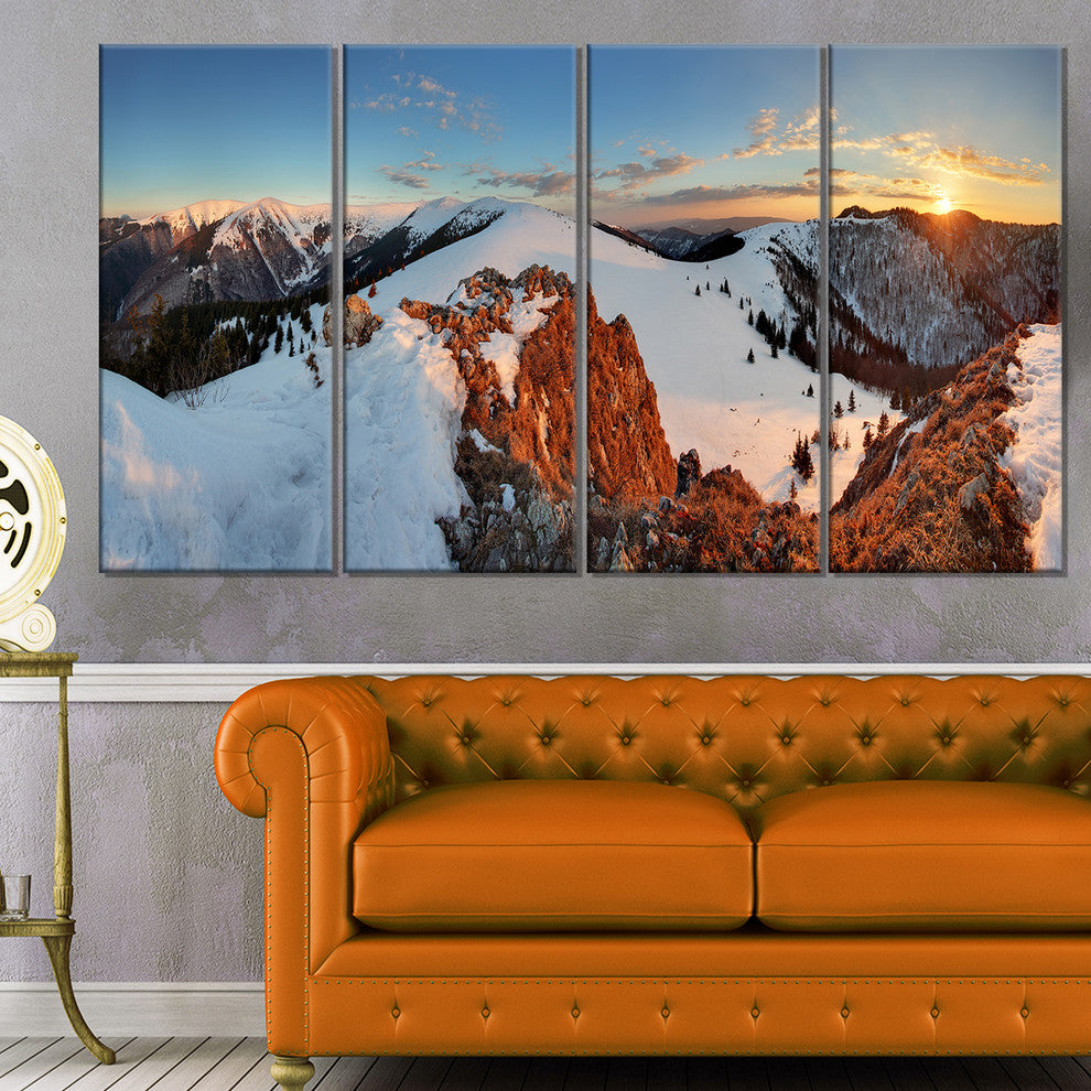 "Slovakia Frozen Landscape" Panorama Landscape Wall Art, 48"x28", 4-Panels