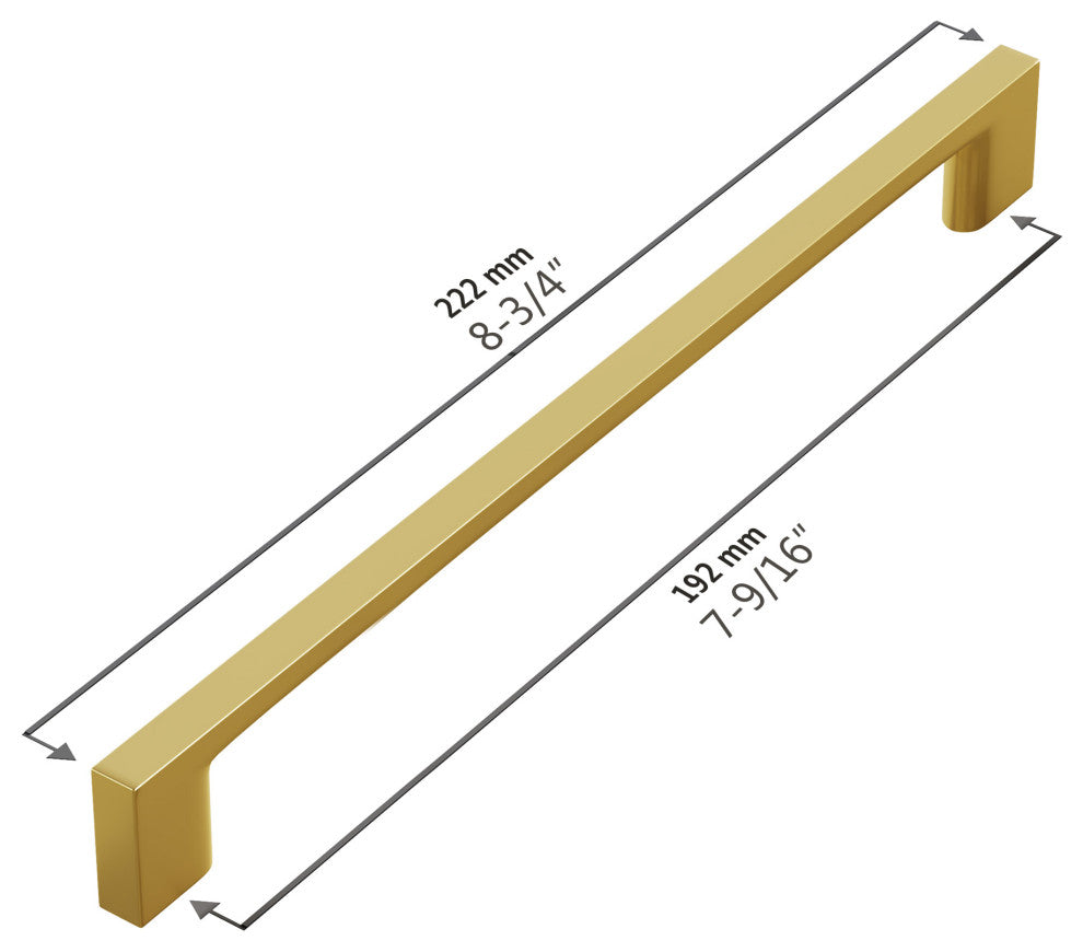 Dowell Series 3008 Handles, 192mm/7.6" CTC, 10-Pack, Brushed Brass