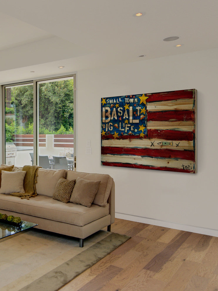 "Basalt Flag" Print on Natural Pine Wood by Tori Campisi Painting