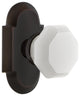Cottage Plate Privacy Waldorf White Milk Glass Knob, Timeless Bronze