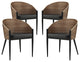 Modern Urban Contemporary Dining Chairs, Walnut Wood Metal, Set of 4