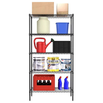 Furniture of America Stada 5-Tier Metal Shelf with Adjustable Height in Black