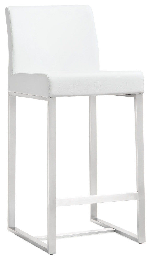 Denmark White Stainless Steel Counter Stool (Set of 2) - White