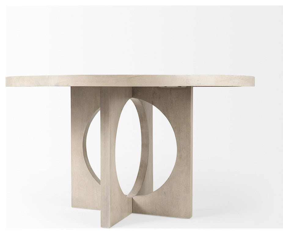 Light Natural Wood Round Geometric Dining Table