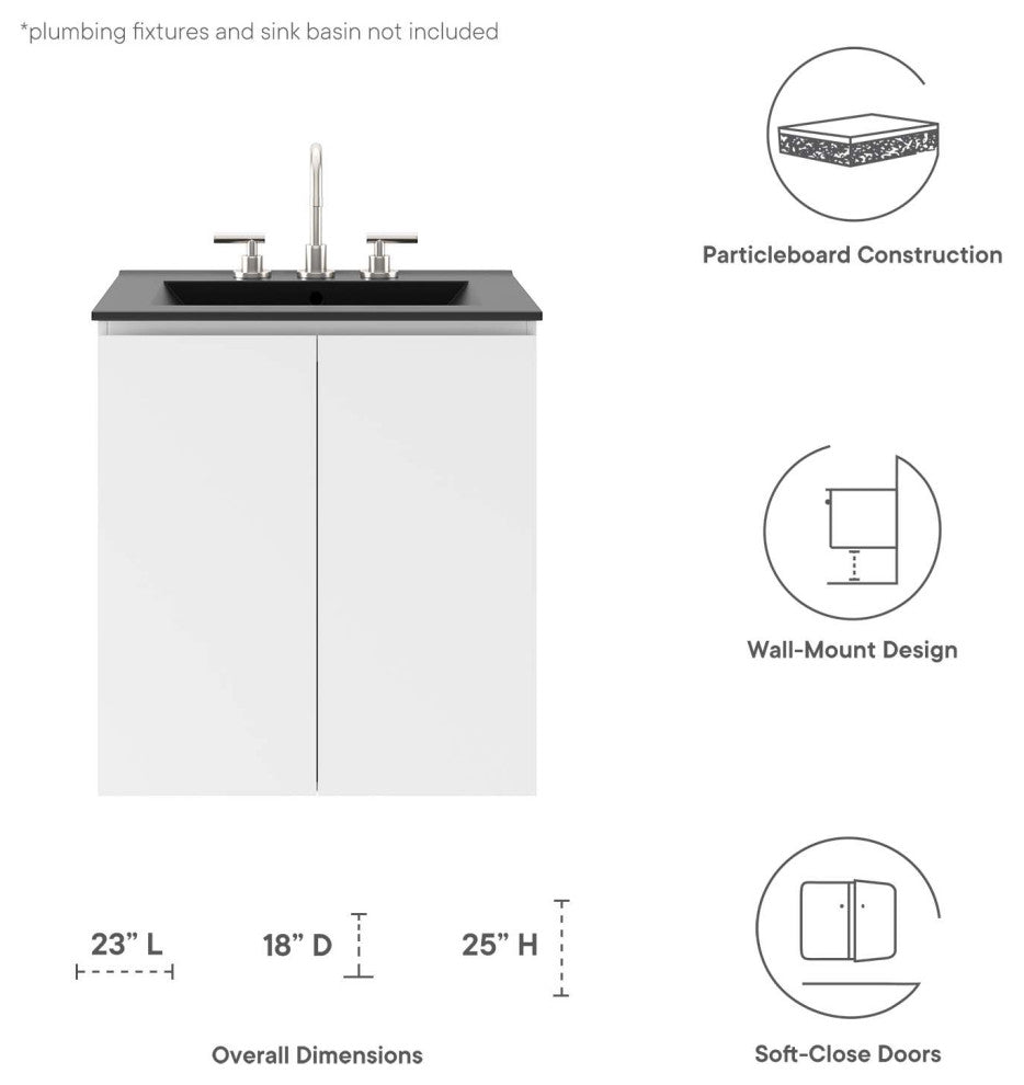 Vitality 24" Wall-Mount Bathroom Vanity, White