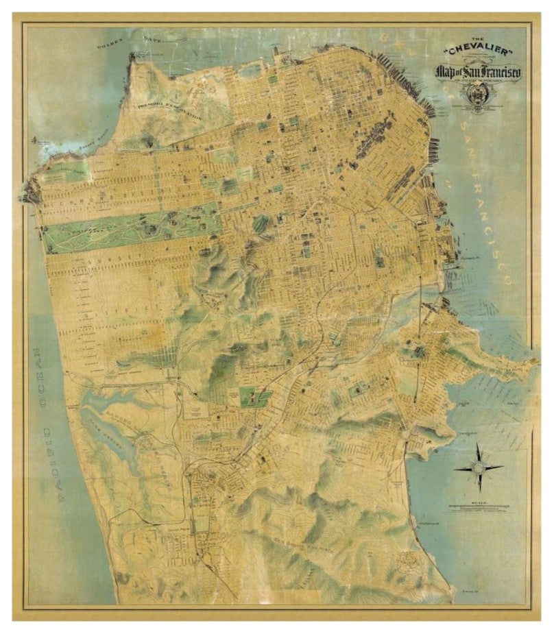 "The "Chevalier" Map of San Francisco" Paper Print by August Chevalier, 16"x18"