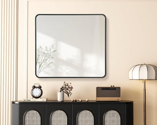 Home Living Contour Metal Rectangle Mirror 36x40, Black