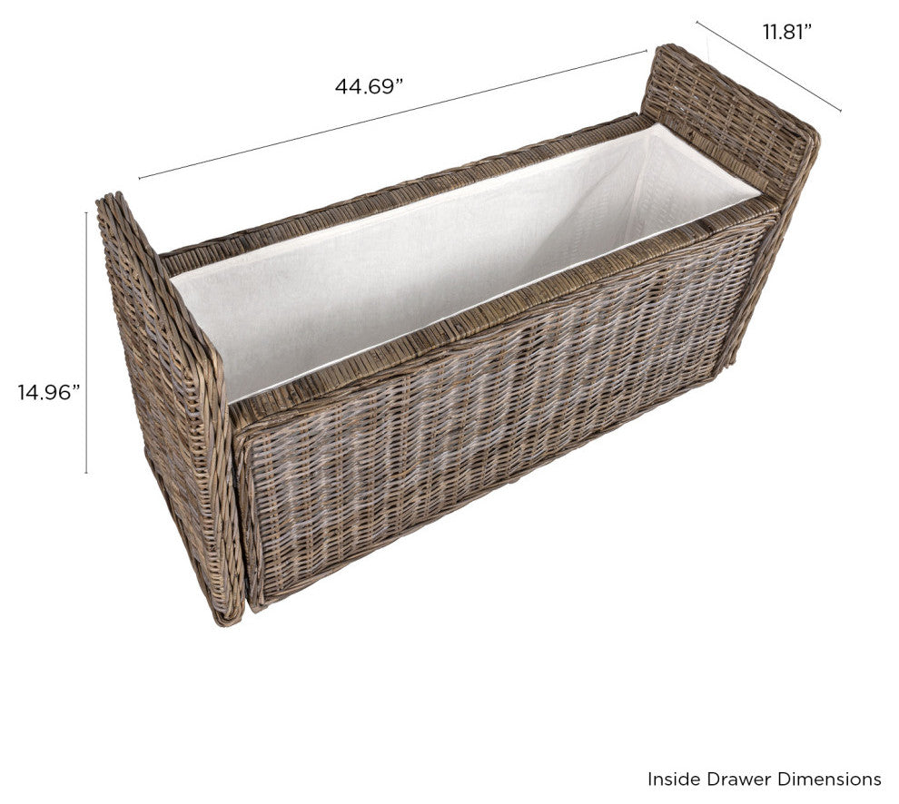 Happimess Naples 47.50" Wicker Trunk Storage Bench, Gray