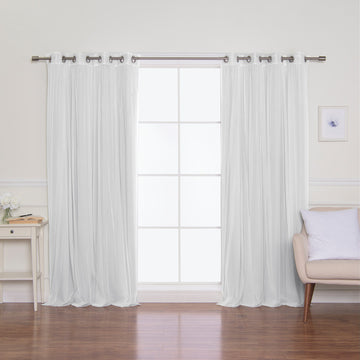 Tulle & Linen Blackout Curtains, Lt. Grey, 52"x96"