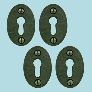 Black Iron Keyhole Cover Escutcheon Replacement 1-3/4" H Pack of 4